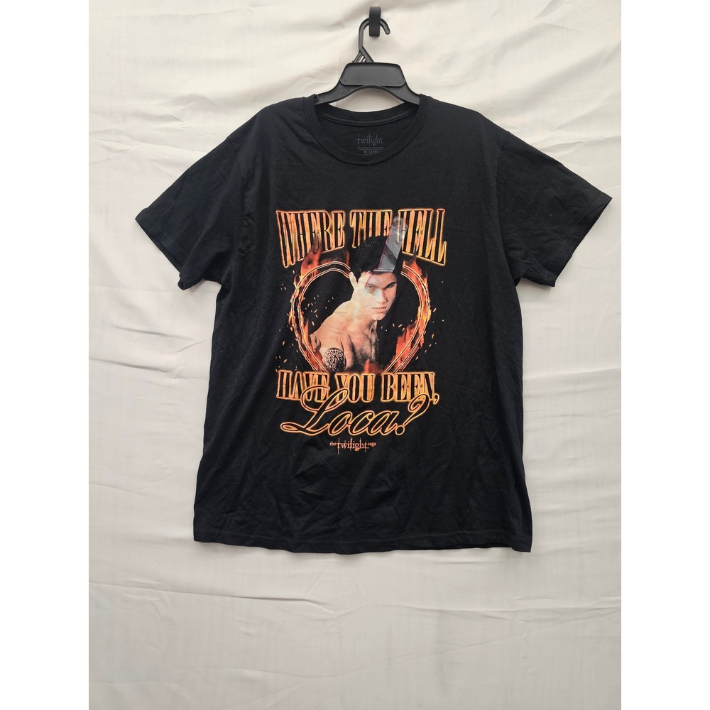 Twilight Mens Jacob Black Graphic T-Shirt Black Cotton Casual Size 2XL